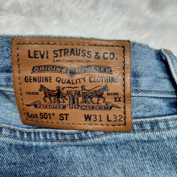 Levi's Fresh Leaves Justin Timberlake Man's Blue Slim Taper Fly Buttons Jeans 31 - Picture 13 of 13